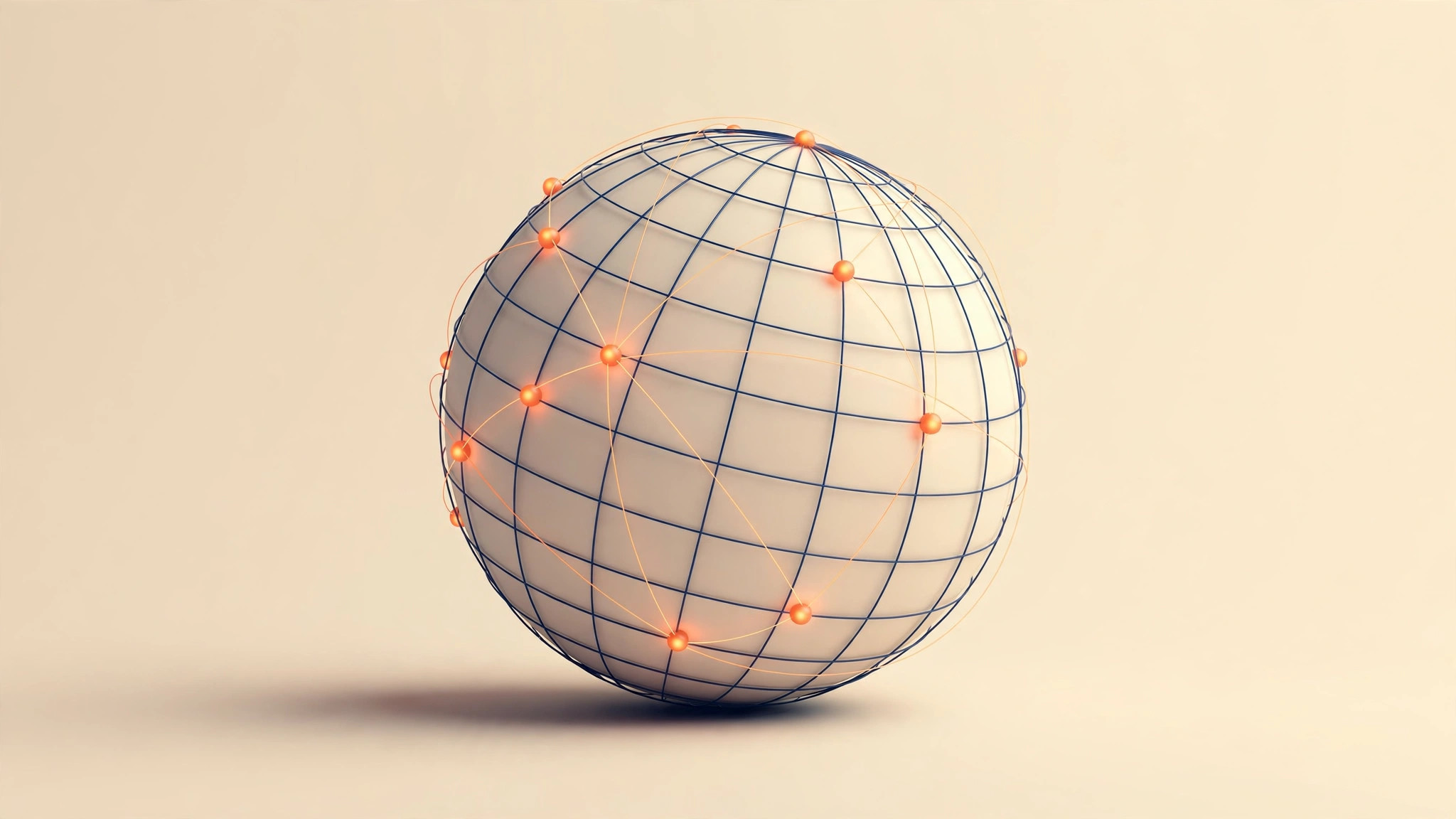 Illustration of a globe with glowing network nodes