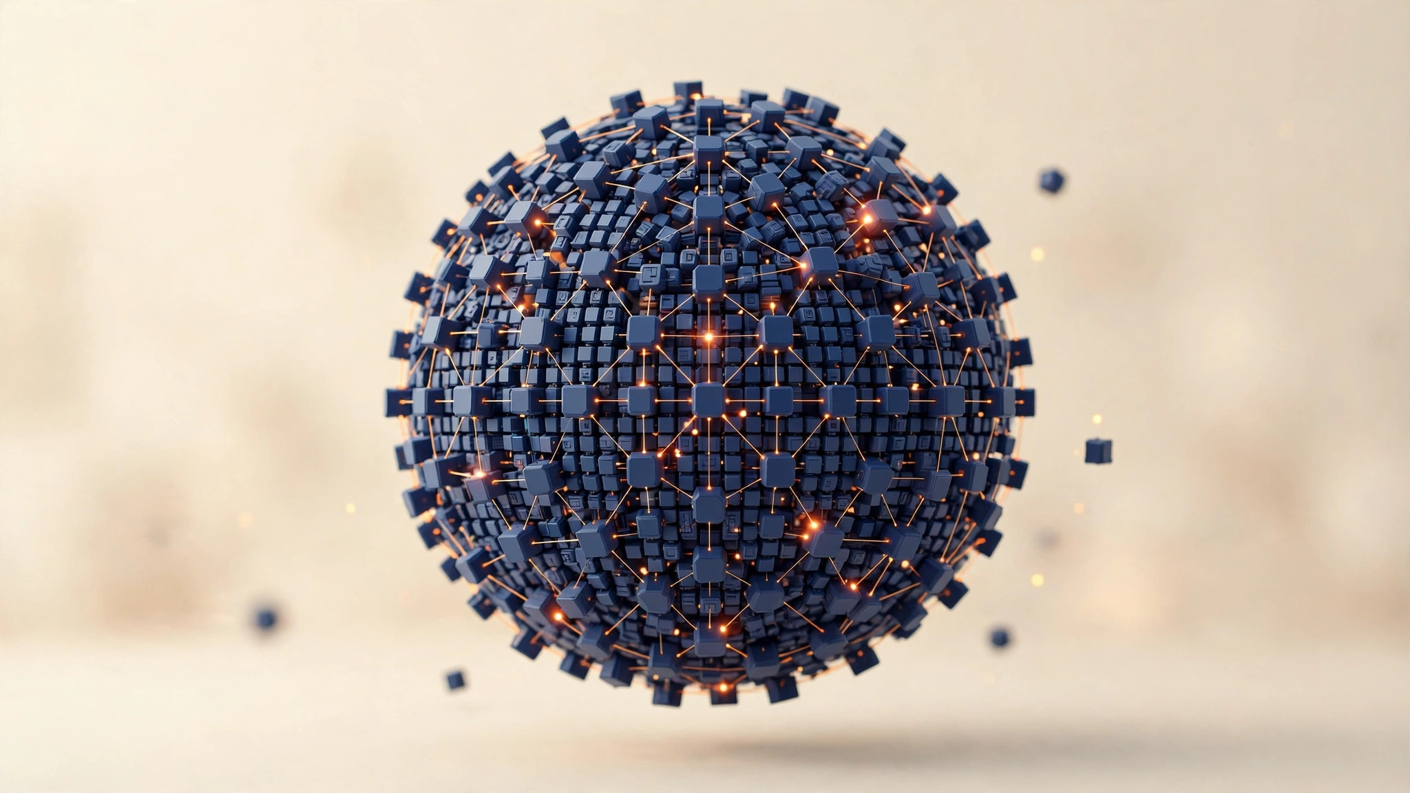 Illustration of a giant sphere made of interconnected modules