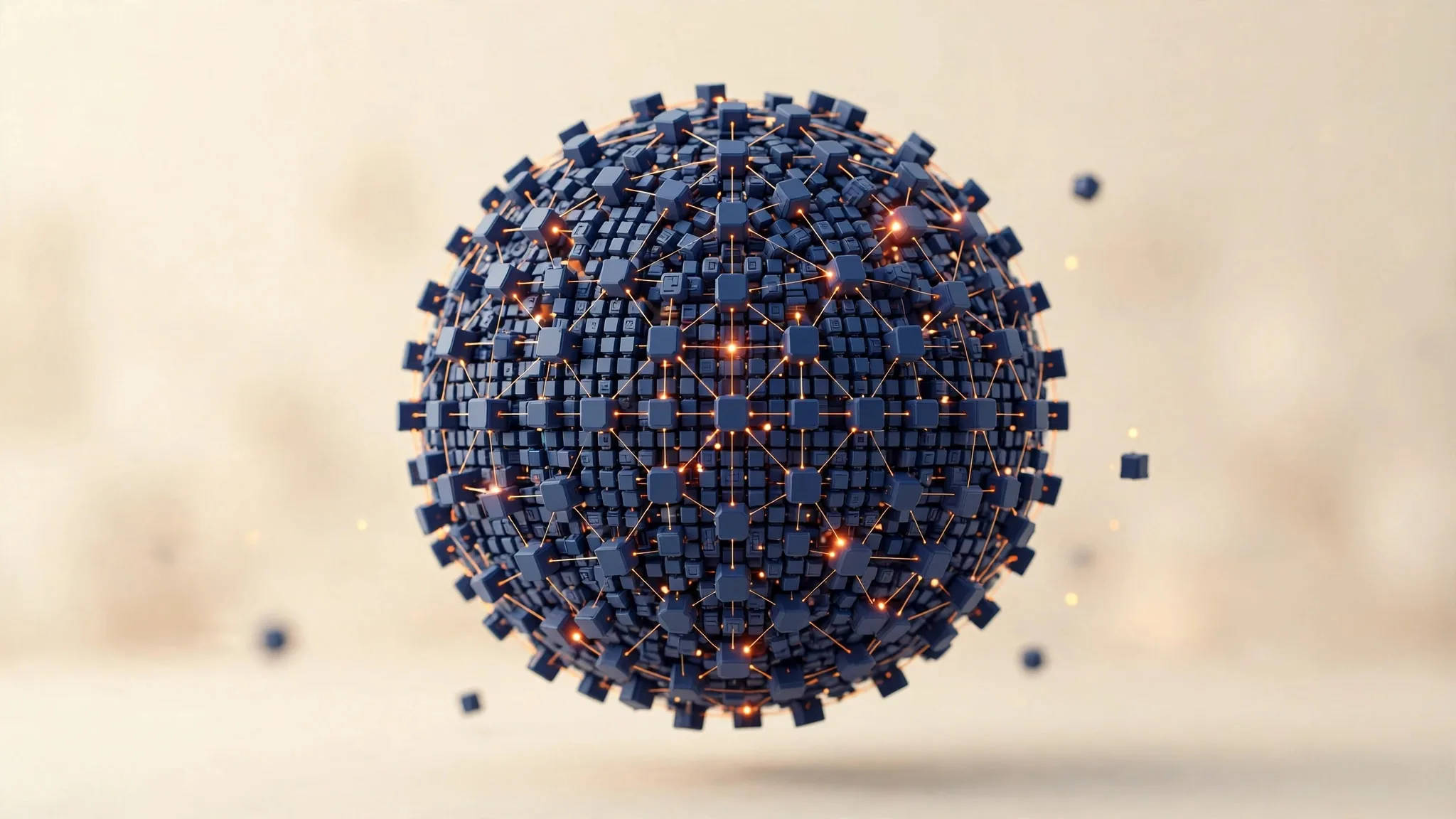 Illustration of a giant sphere made of interconnected modules