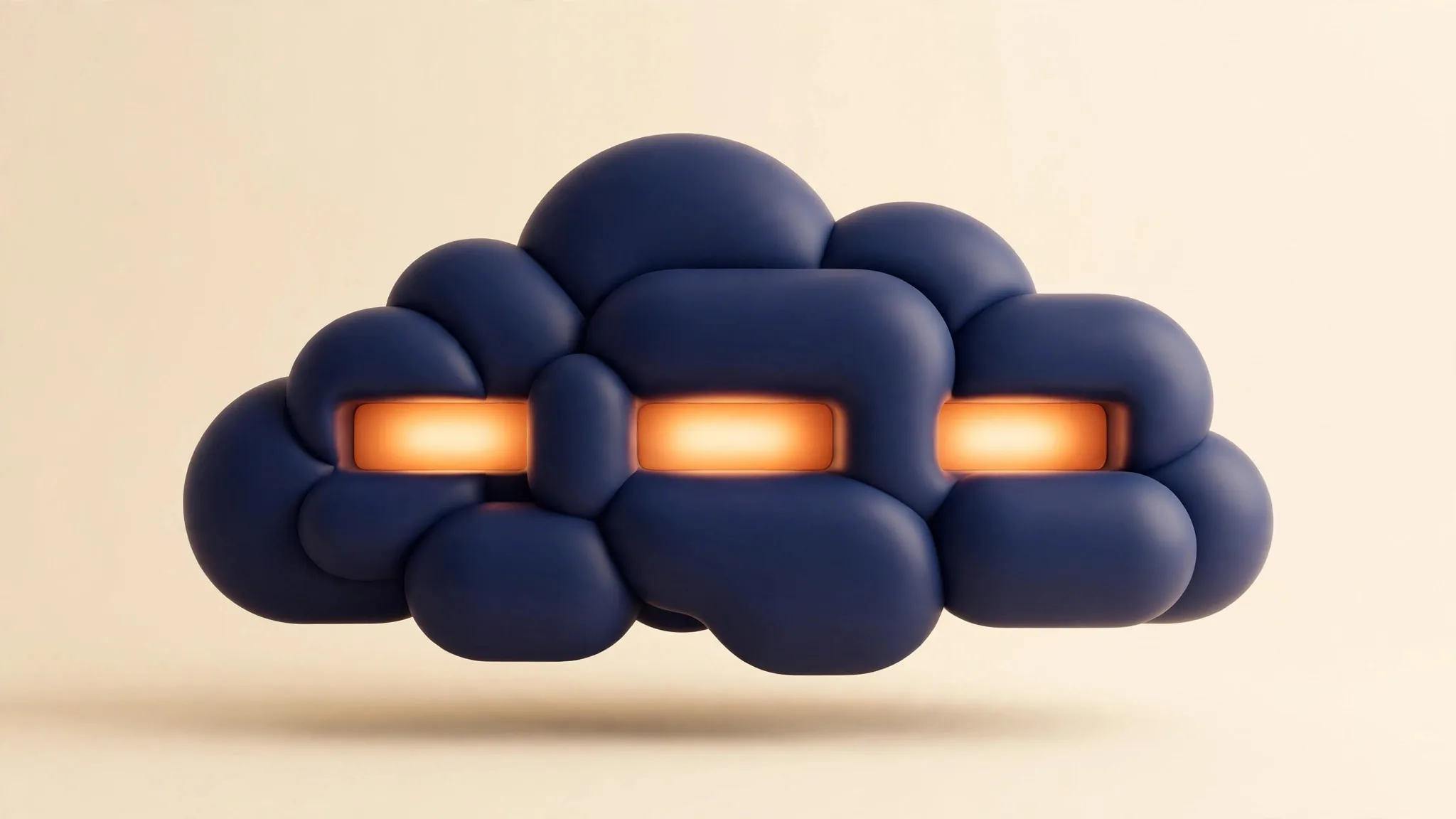 Illustration of a large cloud built from three glowing model slots