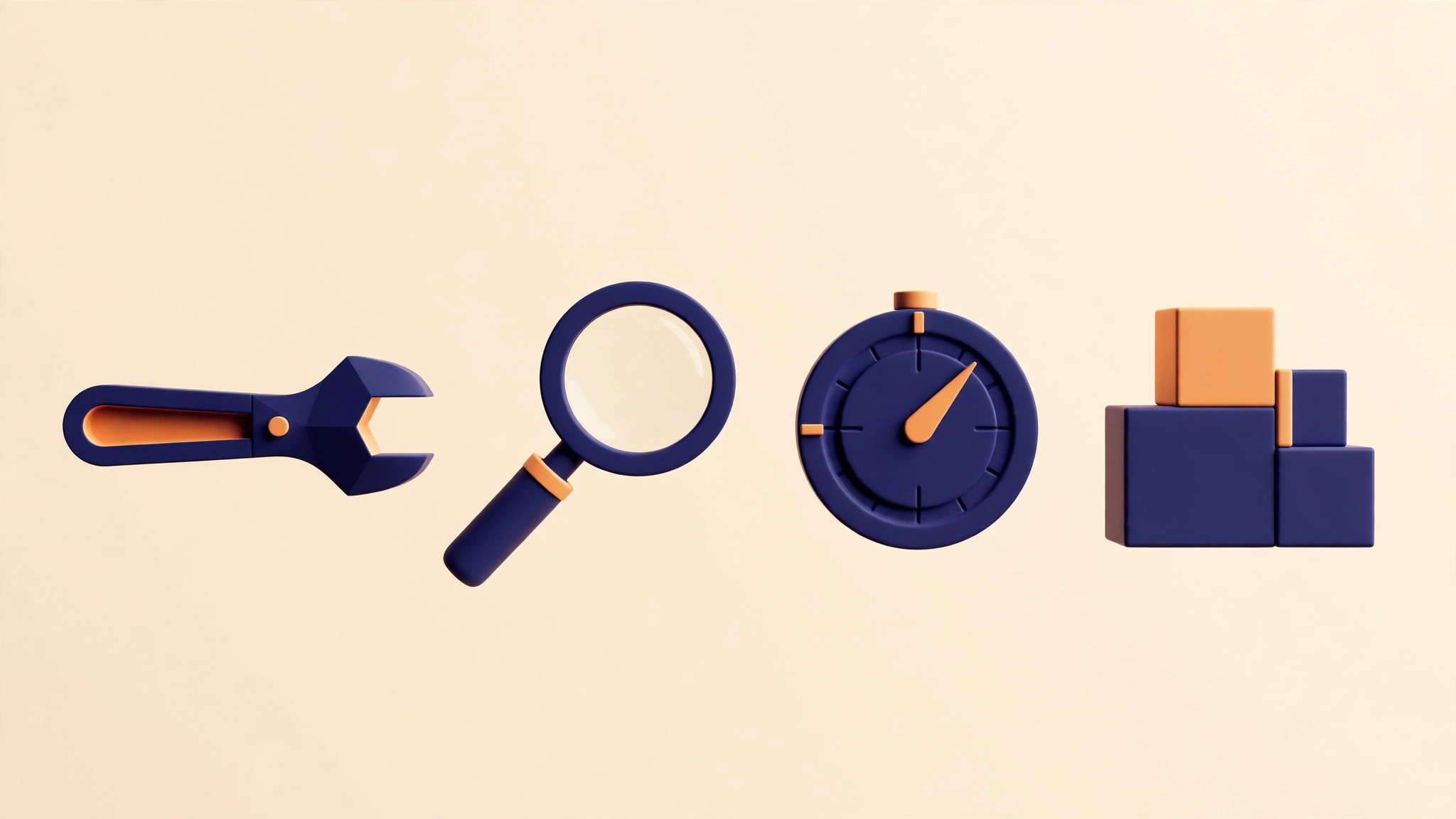 Ilustrasi deretan perkakas geometris minimal